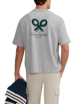 Camisa Silbon Tennis Society cinza para homem.