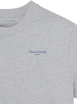 Camisa Silbon Tennis Society cinza para homem.