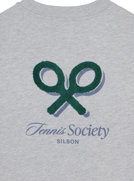 Camisa Silbon Tennis Society cinza para homem.
