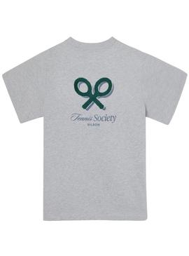 Camisa Silbon Tennis Society cinza para homem.