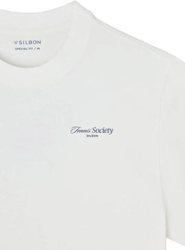 Camisa Silbon Tennis Society branca para homem.
