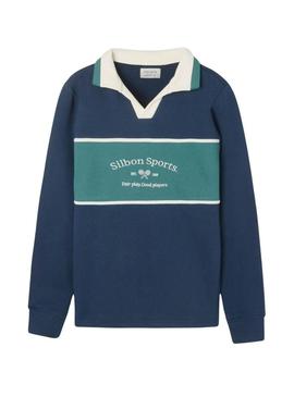 Moletom Silbon Sports polo azul para homem.