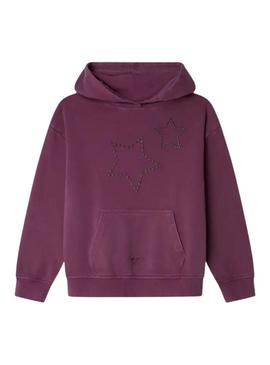 Moletom Pepe Jeans Alicia granate para menina.