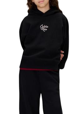 Moletom Calvin Klein Script logo preto para menina.