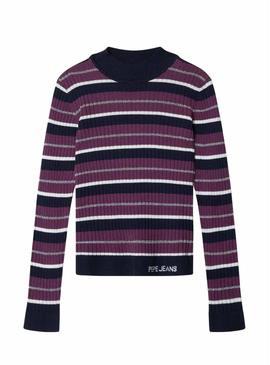 Camisola listrada de malha da Pepe Jeans para menina.