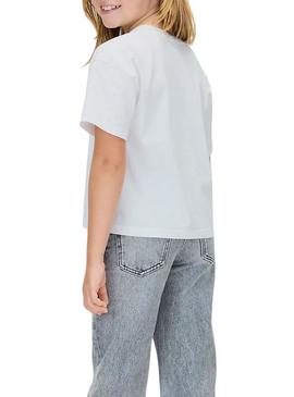 Camisa Calvin Klein Festive logo branca menina