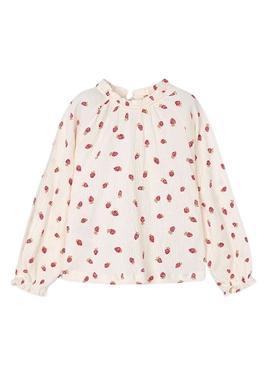 Blusa Mayoral de musselina estampada de morangos para meninas