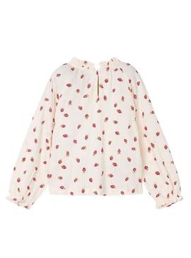 Blusa Mayoral de musselina estampada de morangos para meninas