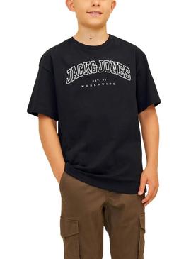 Camiseta Jack and Jones Caleb Varsity preta infantil