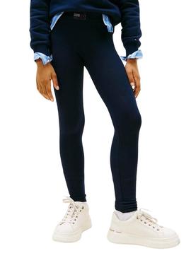Leggings Tommy Hilfiger skinny Rhine logo navy para meninas.