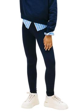 Leggings Tommy Hilfiger skinny Rhine logo navy para meninas.