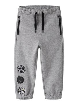 Calça de moletom Name It Nyree cinza para menino.