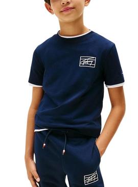 Camiseta Tommy Hilfiger Varsity logo marinho criança.