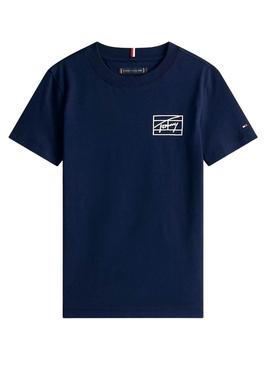 Camiseta Tommy Hilfiger Varsity logo marinho criança.