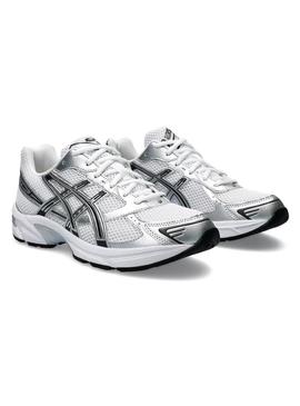 Sapatilhas Asics Gel 1130 branco e prateado para mulher.