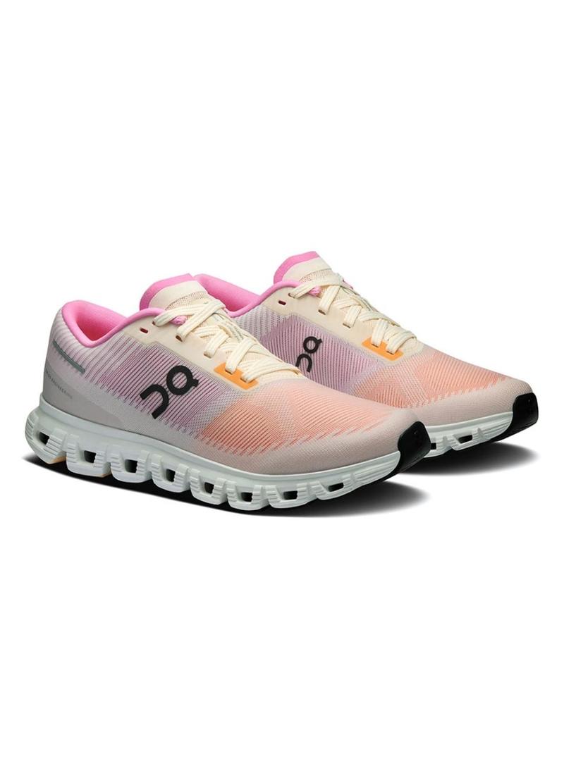 Tênis On Cloud 6 rosa e laranja para mulher.
