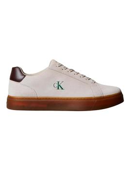 Sapatilhas Calvin Klein Jeans Classic Cupsole bege para homem.