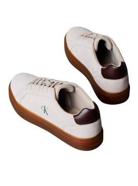 Sapatilhas Calvin Klein Jeans Classic Cupsole bege para homem.