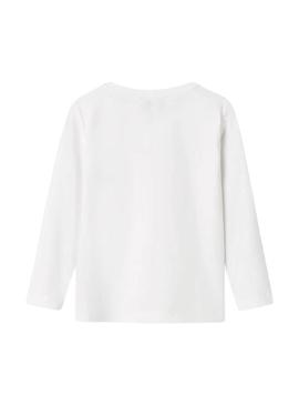 Camiseta Name It Lira branca com corações para menina.