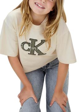 Camisa Calvin Klein Towling Monologo Bege menina