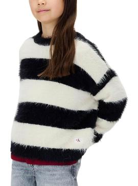 Camisola Calvin Klein às riscas em preto e branco para menina.