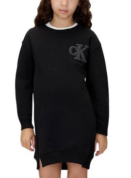 Vestido Calvin Klein Towling Monogram preto menina