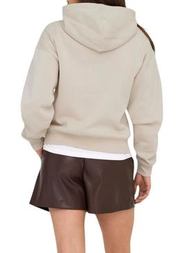 Moletom com capuz Only Best bege para mulher.