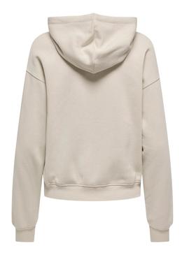 Moletom com capuz Only Best bege para mulher.