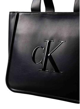 Bolsa Calvin Klein Jeans Bold tote preta para mulher.