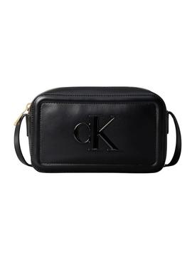 Bolsa Calvin Klein Jeans Bold Camera preta para mulher.