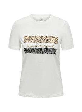 Camiseta Only Tanya Be Unique branca para mulher.
