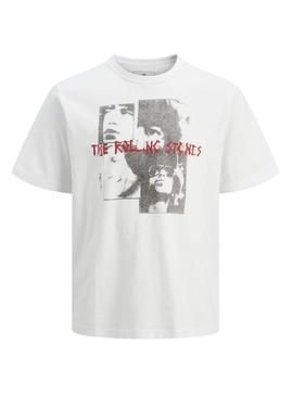 Camiseta Jack and Jones Rolling Stones branca para homem.