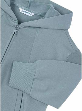 Moletom com zíper azul Mayoral para menina