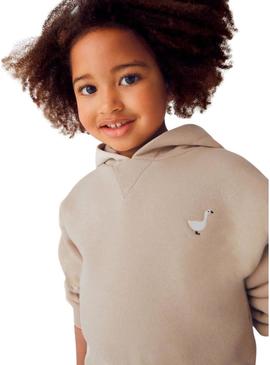 Conjunto Mayoral de moletom e saia cargo bege para menina.