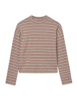 Camiseta Mayoral semicisne riscas rosa para menina