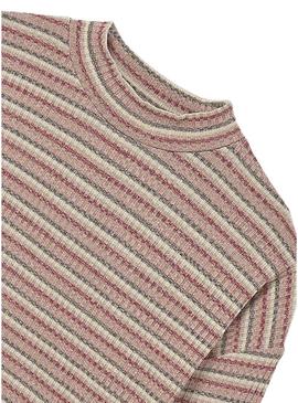 Camiseta Mayoral semicisne riscas rosa para menina
