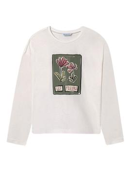 Camisa Mayoral flor branca para menina.
