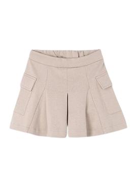 Saia calça de tricot bege da Mayoral para menina