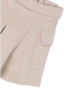 Saia calça de tricot bege da Mayoral para menina