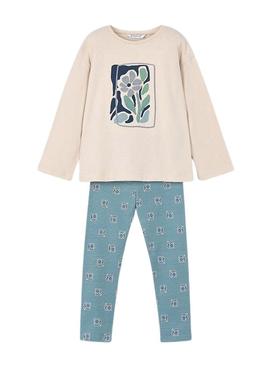Conjunto Mayoral legging azul e camiseta para menina