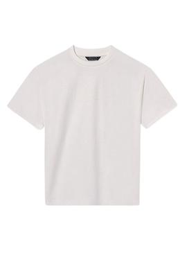 Camiseta Mayoral estampada em relevo branca para menino.