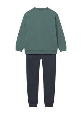 Conjunto de moletom Mayoral estampado verde para menino.