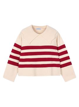 Camisola listrada Mayoral com gola grande para menina.