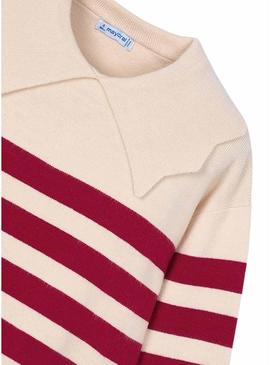 Camisola listrada Mayoral com gola grande para menina.