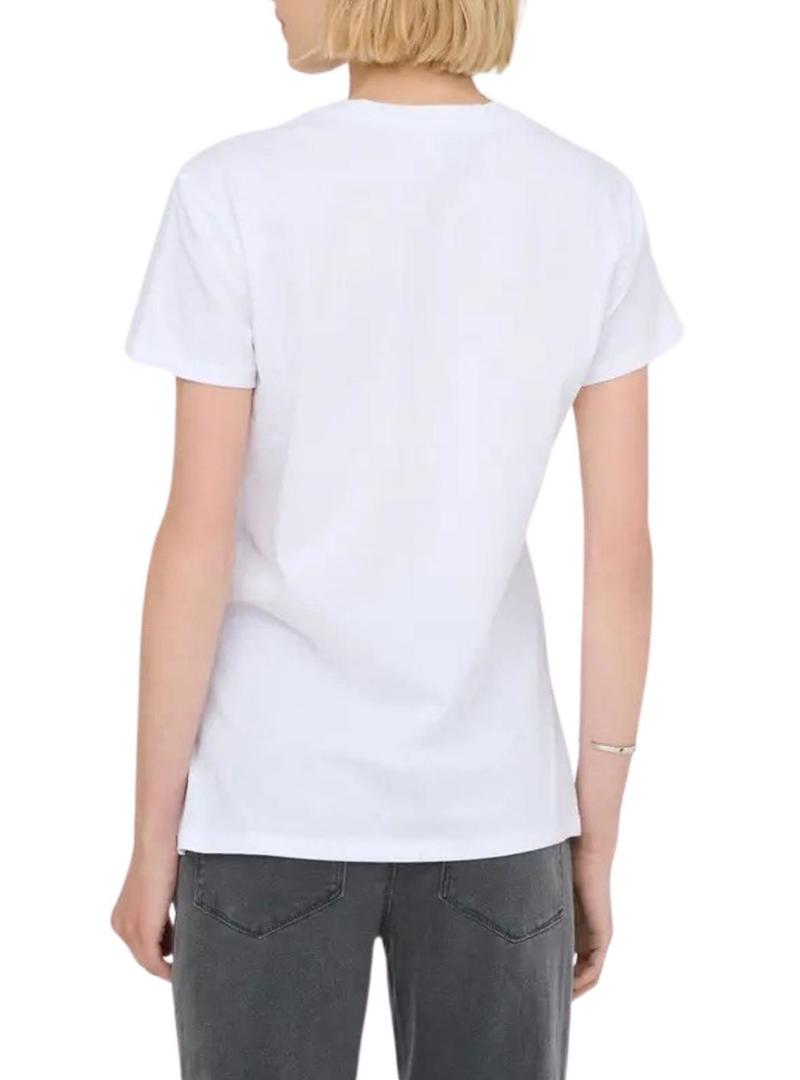 Camiseta Only Vibe Girafa branca para mulher.