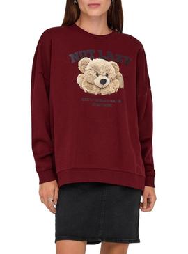 Moletom Only Bila Bear bordô para mulher