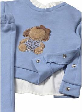 Conjunto Mayoral moletom e calça azul bebê.