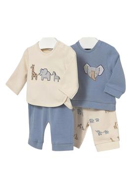 Conjunto de 4 peças Mayoral com animais para bebê.