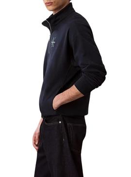 Moletom Calvin Klein com zíper monocromático azul marinho para homem