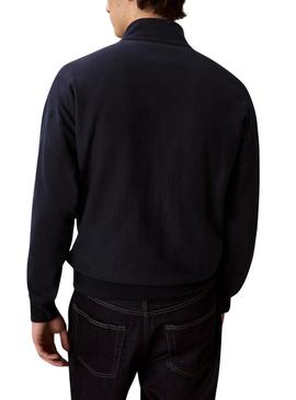 Moletom Calvin Klein com zíper monocromático azul marinho para homem